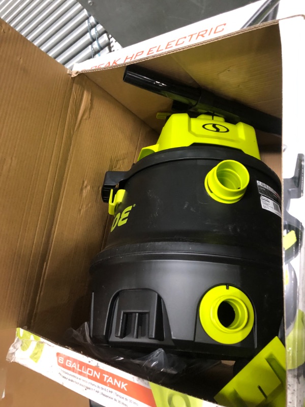 Photo 1 of (PARTS ONLY)Sun Joe SWD8000 8-Gallon 1200-Watt 6.5 Peak HP Wet/Dry Shop Vacuum, HEPA Filtration, Wheeled w/Cleaning Attachments, for Home, Workshops, Pet Hair and Auto Use, 8 Gallon, Black/Green 8 Gallon, 6.5 HP Canister Vacuums