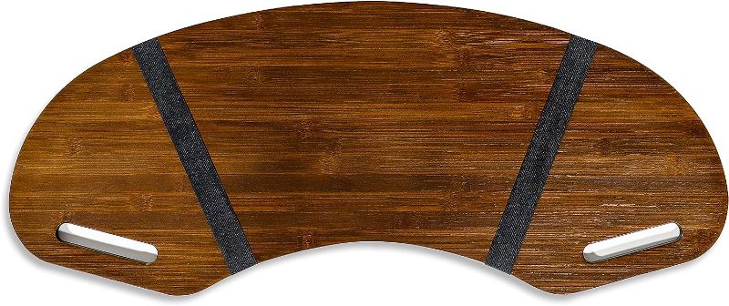 Photo 1 of 30.5" Wood Curved Lap Desk Table Tray with Handles for Laptop by Trademark Innovations (Dark)
