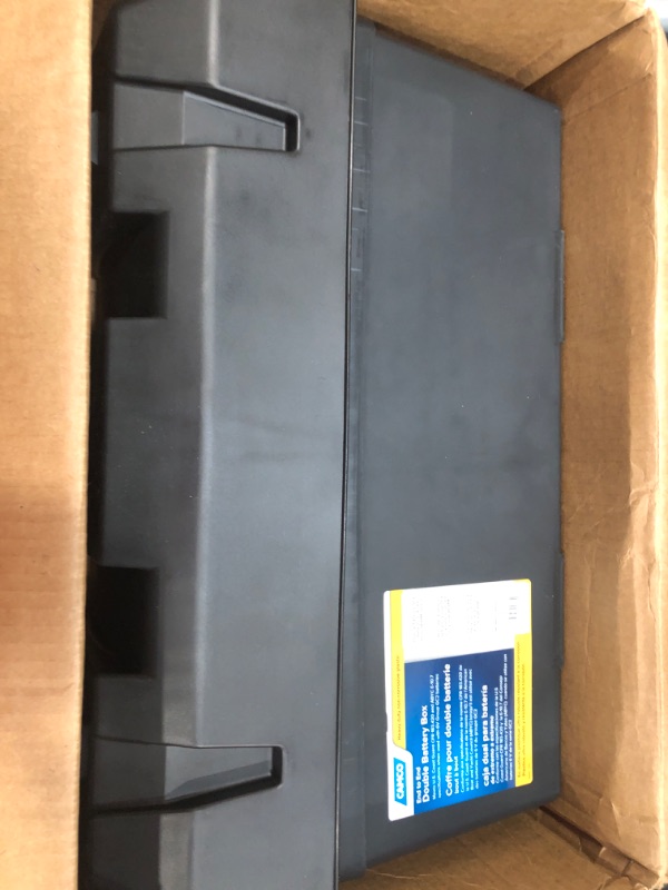 Photo 2 of Camco Heavy Duty Double Battery Box with Straps and Hardware - Group GC2 | Safely Stores RV, Automotive, and Marine Batteries | Measures Inside 21-1/2" x 7-3/8" x 11-3/16" | (55375) Frustration Free Packaging Double Battery Box