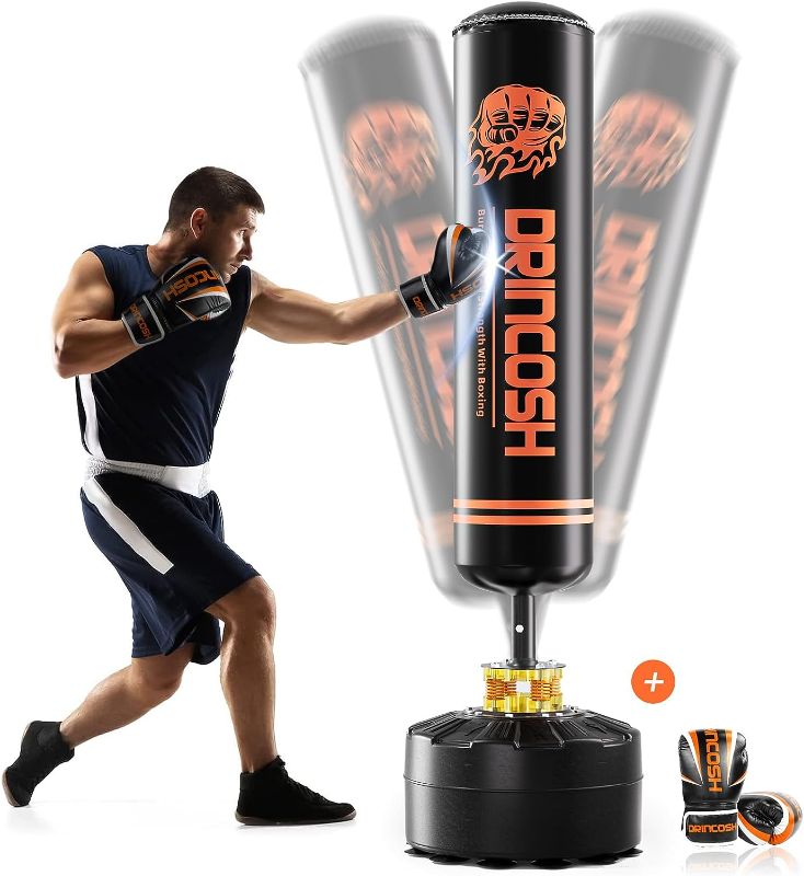 Photo 1 of "missing bag, stand only" DRINCOSH Punching Bag with Stand Adult-70 Free Standing Boxing Bag with Suction Cup Base for Adult Teens, Heavy Bag with Boxing Gloves for MMA Muay Thai Fitness