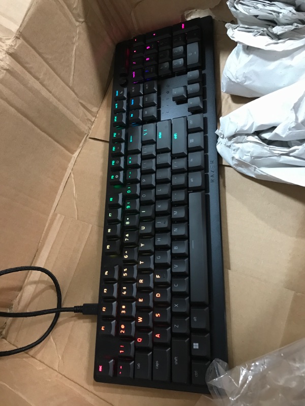 Photo 3 of Razer DeathStalker V2 Gaming Keyboard: Low-Profile Keys - Linear Red Optical Switches - Ultra-Durable Coated Keycaps - Durable Aluminum Top Plate - Multi-Function Roller and Media Button - Chroma RGB Classic Black V2 Linear Optical Switch