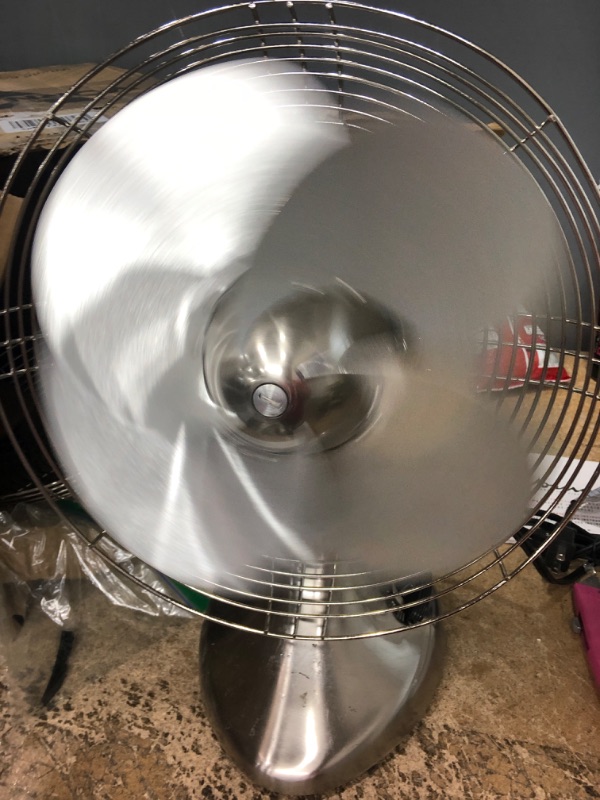 Photo 3 of POWERS ON *** Vornado Silver Swan Vintage Oscillating Fan, Brushed Nickel
