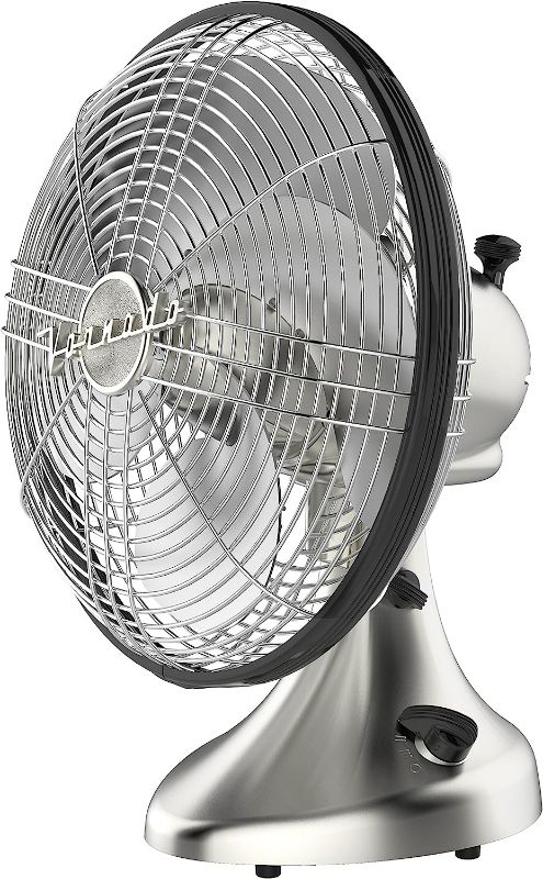 Photo 1 of POWERS ON *** Vornado Silver Swan Vintage Oscillating Fan, Brushed Nickel
