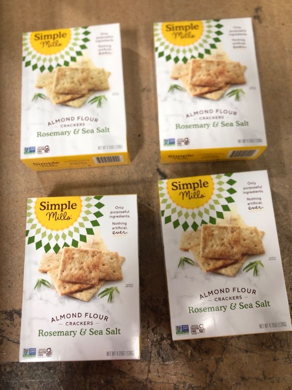 Photo 2 of 4 PACK Simple Mills Almond Flour Crackers, Rosemary & Sea Salt - Gluten Free, Vegan, Healthy Snacks, 4.25 Ounce (Pack of 4) Rosemary & Sea Salt 4.25 Ounce (Pack of 1)