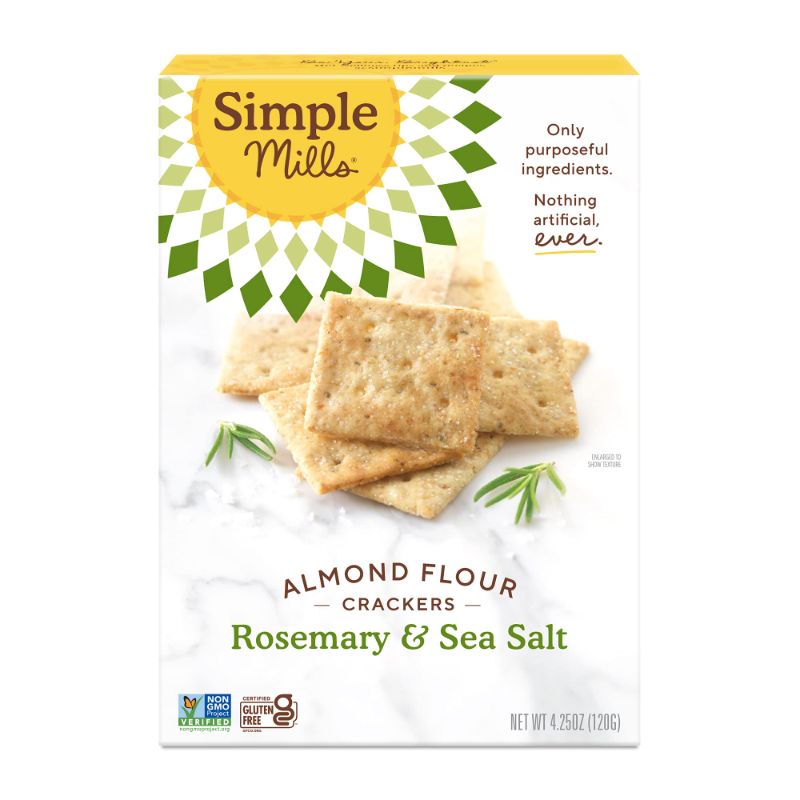 Photo 1 of 4 PACK Simple Mills Almond Flour Crackers, Rosemary & Sea Salt - Gluten Free, Vegan, Healthy Snacks, 4.25 Ounce (Pack of 4) Rosemary & Sea Salt 4.25 Ounce (Pack of 1)