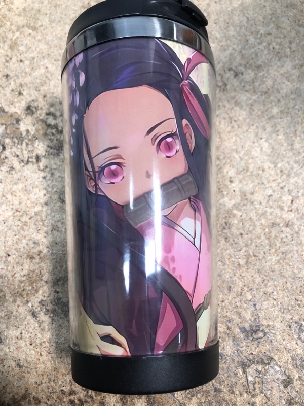 Photo 2 of Kooku XXLS Demon Slayer Anime Tumbler Coffee Cups Stainless Steel Insulated With Lid Double Walled Vacuum Bottle Thermos Coffee Mugs For Ice Drink Hot Beverage 14oz (Kamado Nezuko)