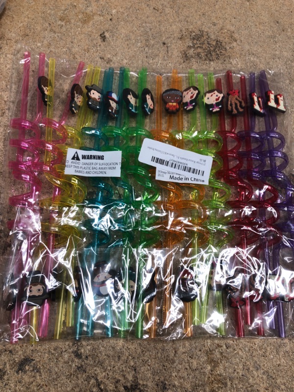 Photo 1 of 24 Strange Monster Reusable Drinking Straws 6 Things Monster Designs Character Monster Designs Perfect for Halloween Birthday Party Supplies Birthday Party Favors with 2 Cleaning Brushes