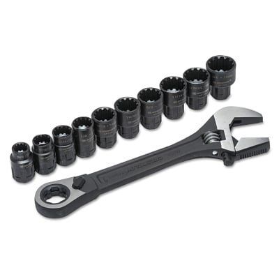 Photo 1 of **MISSING SOCKETS Pass-Thru X6 Black Oxide Adjustable Wrench and Spline Socket Set,