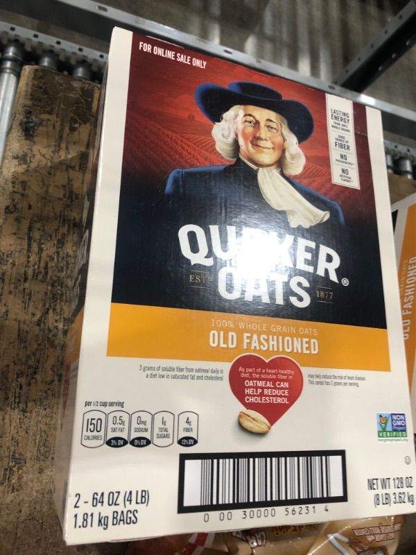 Photo 3 of **EXPIRES DEC05/2024** Quaker Old Fashioned Rolled Oats, Non GMO Project Verified, Two 64oz Bags in Box, 90 Servings, 4 Pound (Pack of 2)
