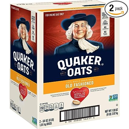 Photo 1 of **EXPIRES DEC05/2024** Quaker Old Fashioned Rolled Oats, Non GMO Project Verified, Two 64oz Bags in Box, 90 Servings, 4 Pound (Pack of 2)
