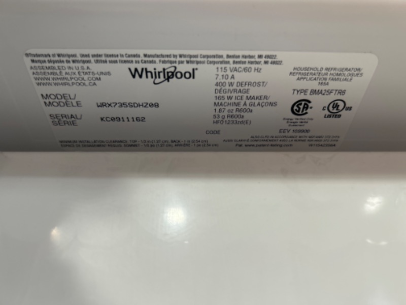 Photo 6 of LIKE NEW-Whirlpool 24.5-cu ft 4-Door French Door Refrigerator with Ice Maker (Fingerprint Resistant Stainless Steel) 