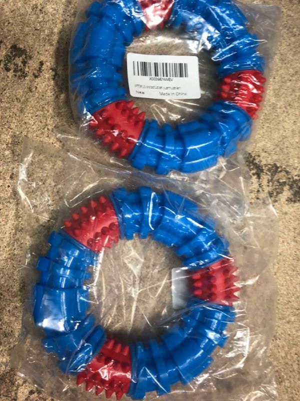 Photo 2 of 2  Dog Toys for Large Dogs, Dog Chew Toys, Big Dog Toys for Large Dogs, Rubber Dog Toy Ring for Medium Breed, Outdoor Toy Ring for Puppy Chew Teething Christmas Blue A Teething Ring