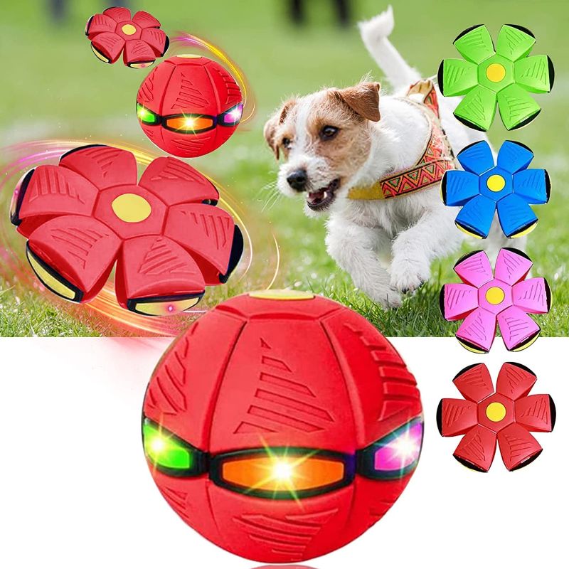 Photo 1 of s-snail-oo Flying Saucer Ball Dog Toy,Pet Toy Flying Saucer Ball,Pet Toy Flying Saucer,Flying Saucer Dog Toy, Pet Flying Saucer Ball, Flying Saucer Ball for Dogs (Six Lights,red)