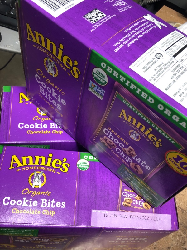 Photo 2 of **EXP DATE: 06/16/2023** 3 BOXES**
Annie's Organic Chocolate Chip Cookie Bites, 10 Packets, 10.5 oz. 1.05 Ounce (Pack of 10)