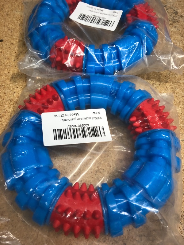 Photo 2 of 2 Dog Toys for Large Dogs, Dog Chew Toys, Big Dog Toys for Large Dogs, Rubber Dog Toy Ring for Medium Breed, Outdoor Toy Ring for Puppy Chew Teething Christmas Blue A Teething Ring