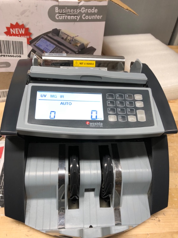 Photo 2 of Cassida 5520 UV/MG - USA Money Counter with ValuCount, UV/MG/IR Counterfeit Detection, Add and Batch Modes - Large LCD Display & Fast Counting Speed 1,300 Notes/Minute UV/MG Counterfeit Detection Detection