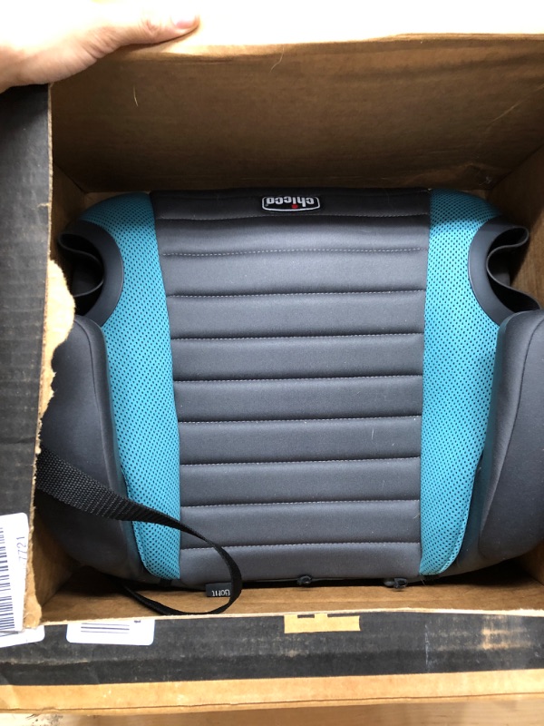 Photo 2 of Chicco GoFit Backless Booster Car Seat, Travel Booster Seat for Car, Portable Car Booster Seat for Children 40-110 lbs. | Raindrop/Blue, 1 Count (Pack of 1) Raindrop GoFit