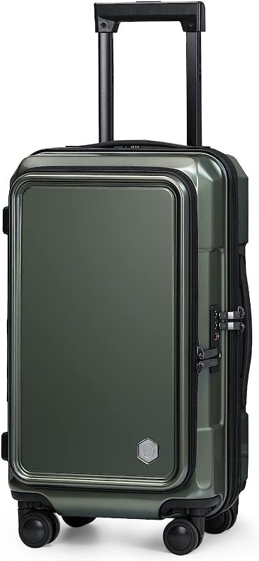 Photo 1 of Coolife Luggage Carry On Spinner Suitcase Set with Pocket Compartment Weekend Bag Hardside Trunk (green_zipper type, 20in(carry on))
