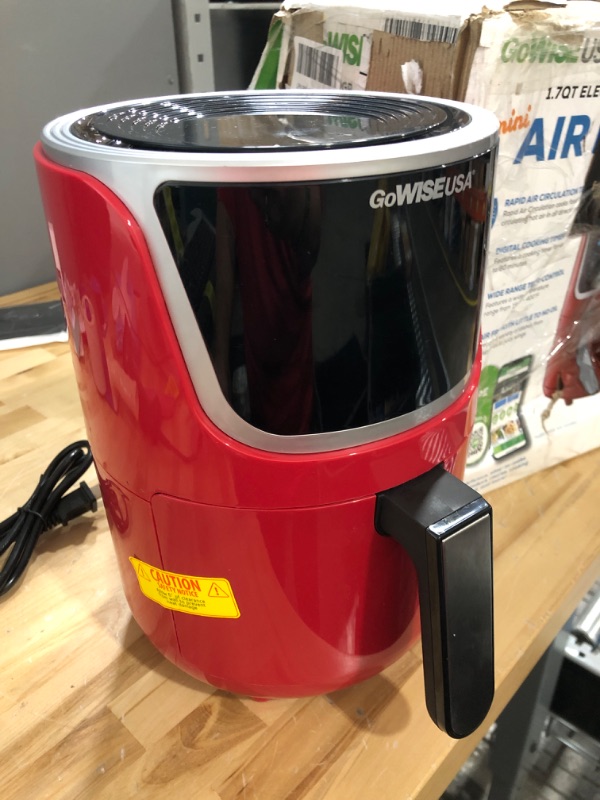 Photo 1 of UNABLE TO TEST *** GoWISE USA Electric Mini Air Fryer with Digital Touchscreen + Recipe Book, 1.7-Qt up to 2 Qt Max, Red/Silver Red/Silver 2-Qt Air Fryer