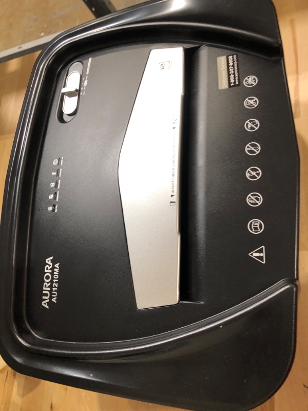 Photo 3 of UNABLE TO TEST *** Aurora AU1210MA Professional Grade High Security 12-Sheet Micro-Cut Paper/ CD and Credit Card/ 60 Minutes Continuous Run Time Shredder