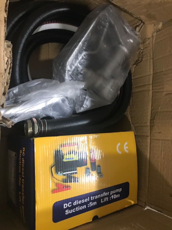 Photo 2 of Hromee Diesel Transfer Pump, DC 12V Fuel Transfer Pump for Diesel, Kerosene and Transformer Oil, Self Priming Electric Transfer Pump Kit with Delivery/Suction Hoses and Nozzle