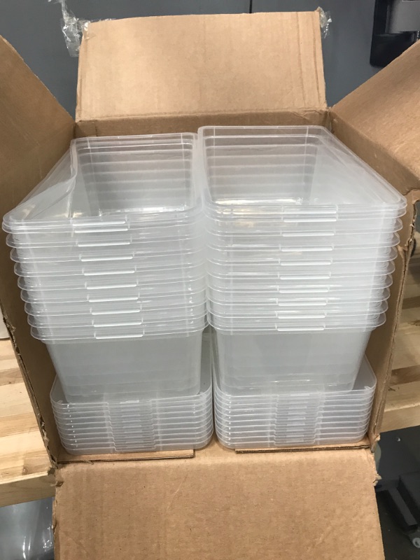 Photo 2 of 5.9 Qt. Plastic Storage Container Bin with Latching Lid, 20 Pack, Stackable Nestable Shoe Box Tote Shoebox Closet Organization School Art Supplies - Clear 5.9 Qt. - 20 Pack