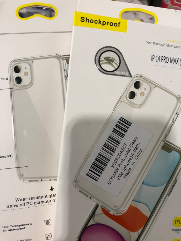 Photo 1 of 2-SKYLMW [3 in 1] for iPhone 14 Pro Max Phone Case 6.7" [Military Grade][Never Yellow][2 Camera Lens Protectors] Clear iPhone 14 Pro Max Case