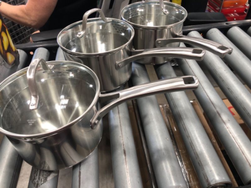 Photo 2 of **SEE NOTES**
Calphalon 10-Piece Pots and Pans Set, Stainless Steel Kitchen Cookware with Stay-Cool Handles and Pour Spouts, Dishwasher Safe, Silver