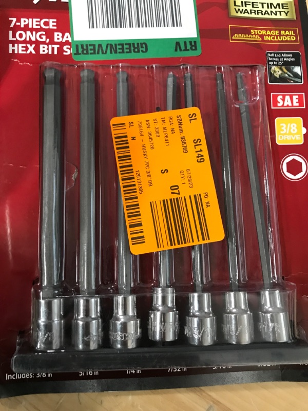 Photo 2 of Husky H3DSAELBBS7PCN 7 Piece Long Ball Hex Bit Socket Set for Recessed Fasteners