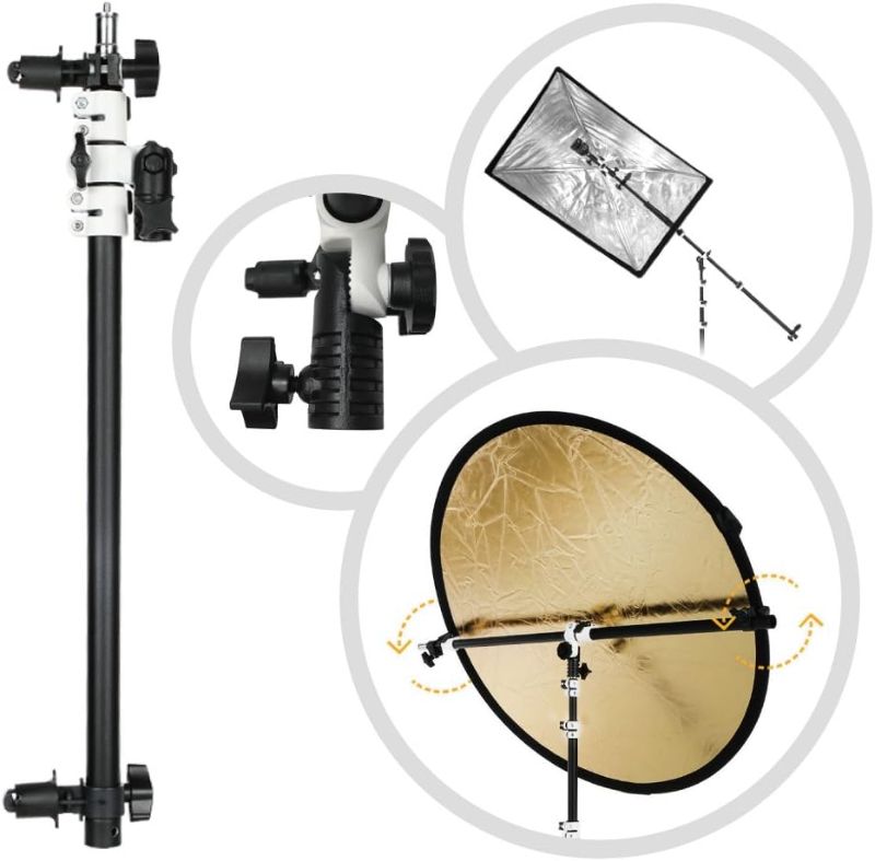 Photo 1 of 
Fotoconic Multi Functional Reflector Holder, Boom Arm, Background Crossbar (21"-49" / 53-125cm) with Solid Locking Metal Swivel Head Grip