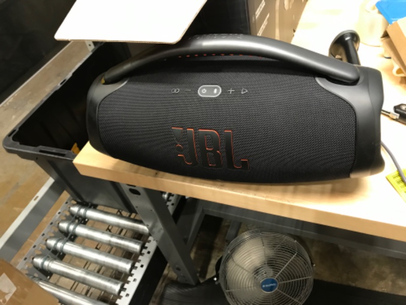Photo 2 of JBL Boombox 3 - Portable Bluetooth Speaker, Powerful Sound and Monstrous bass, IPX7 Waterproof, 24 Hours of Playtime, powerbank, JBL PartyBoost for Speaker Pairing, and eco-Friendly Packaging (Black)
