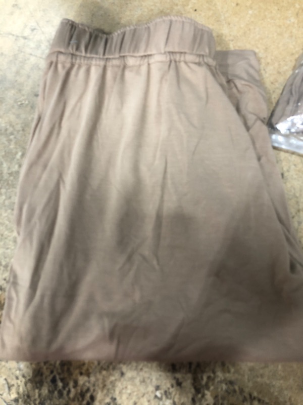 Photo 1 of Bwogeeya Womens Capri Yoga Pants Loose Drawstring Pajama Pants Lounge Joggers Pants with Pockets Khaki X-Large