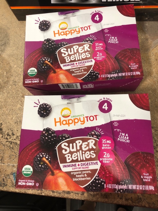 Photo 1 of 2- 4 pack HAPPY TOT Organic Pear Beets Blackberries Immunity Baby Food, 4 OZ