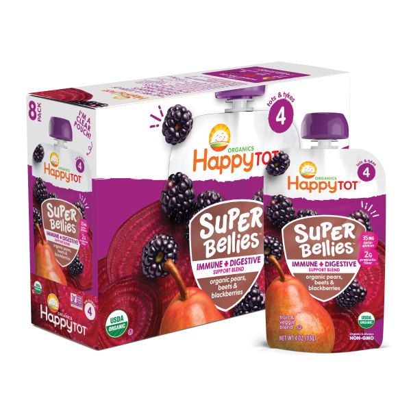 Photo 1 of 2- 4 pack HAPPY TOT Organic Pear Beets Blackberries Immunity Baby Food, 4 OZ