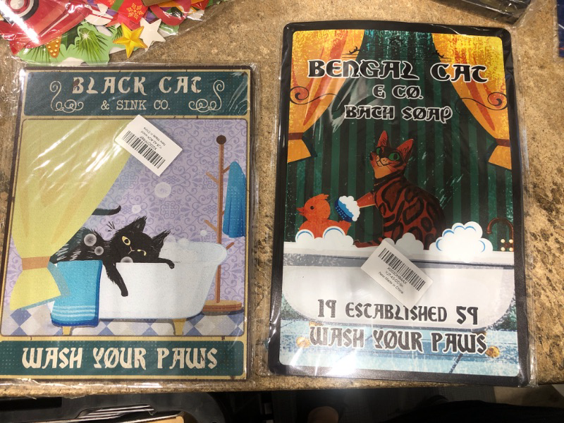 Photo 1 of 2 ITEMS, CAT SIGN BUNDLE