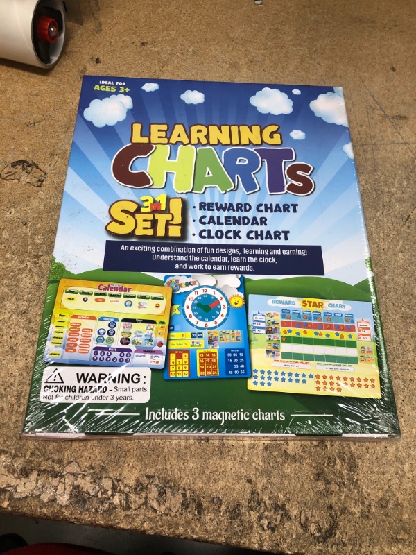 Photo 2 of 3 Magnetic Learning Charts for Kids - Reward Chart, Responsibility Chart for Home, Calendar for Learning Dates, Seasons, Weather, and Toddlers Learning Clock, 198 Magnets for Preschool & Homeschool