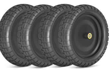 Photo 1 of (4-Pack) 13‘’ Tire for Gorilla Cart Replacement Wheels, Flat Free Solid Wheelbarrow Tires for Heelbarrow, Garden Cart, Trolleys, Hand Trucks and Yard Trailers, 5/8 Inch Axle Borehole and 2.1” Hub 4pack