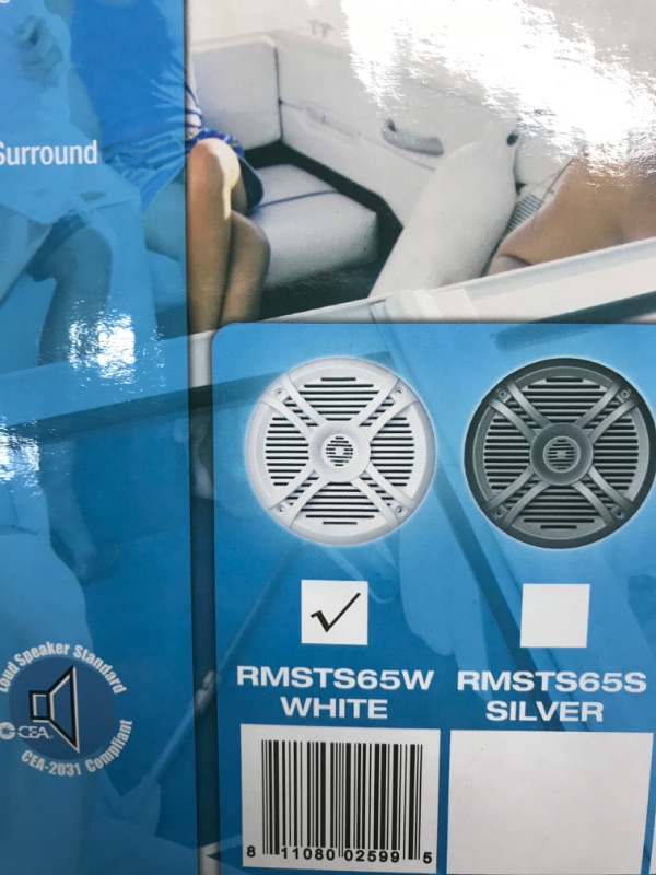 Photo 3 of Rockville Rmsts65w Pair 6.5" 800W Waterproof Marine Boat Speakers 2-Way, White & Pair MS40W White 4" 200 Watt Marine Boat Speakers Compact and Powerful 6.5" White Speakers + Speakers