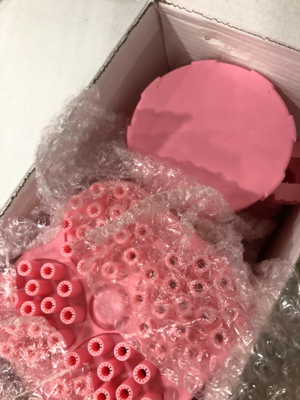 Photo 2 of Bubble Machine Gun - 2022 Upgrade 64-Hole Bubble Big Bazooka Gun Rocket Boom Bubble Machine Rocket Launcher Bubble Maker Blower for Kids Girls Adults Party (2nd Generation) - Pink