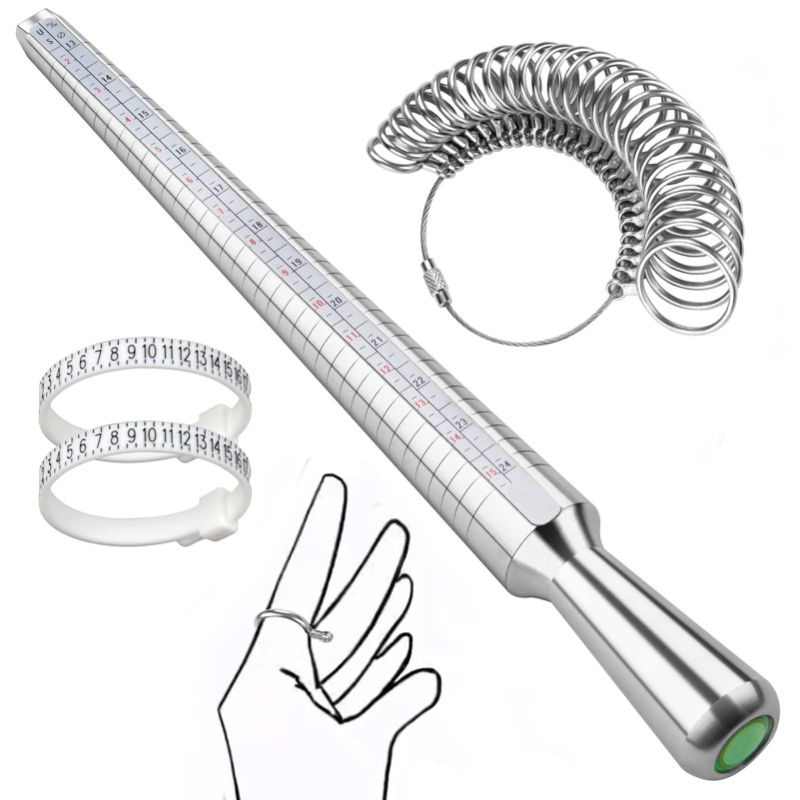 Photo 1 of 2 sets
Metal Ring Sizer Measuring Tool Set, US Ring Mandrel for Ring Making and Finger Measuring, Three Ways to Quickly Find The Right Size (4PCS) sliver 9.8 Inches