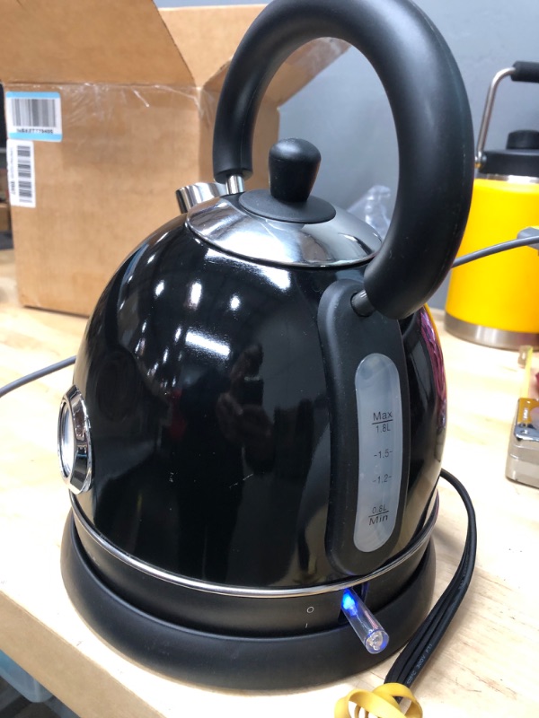 Photo 2 of **SMALL DENT**
igidaire Retro Electric Water Kettle Stainless Steel 1.8l, Fast Boiling, Bpa-free, Black
