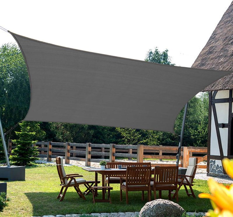 Photo 1 of **EXACT SIZE AND SHAPE UNKNOWN**
 Sun Shade Sails Canopy, Dark Gray Rectangle Outdoor Shade Canopy ' UV Block Canopy for Outdoor Patio Garden Backyard
