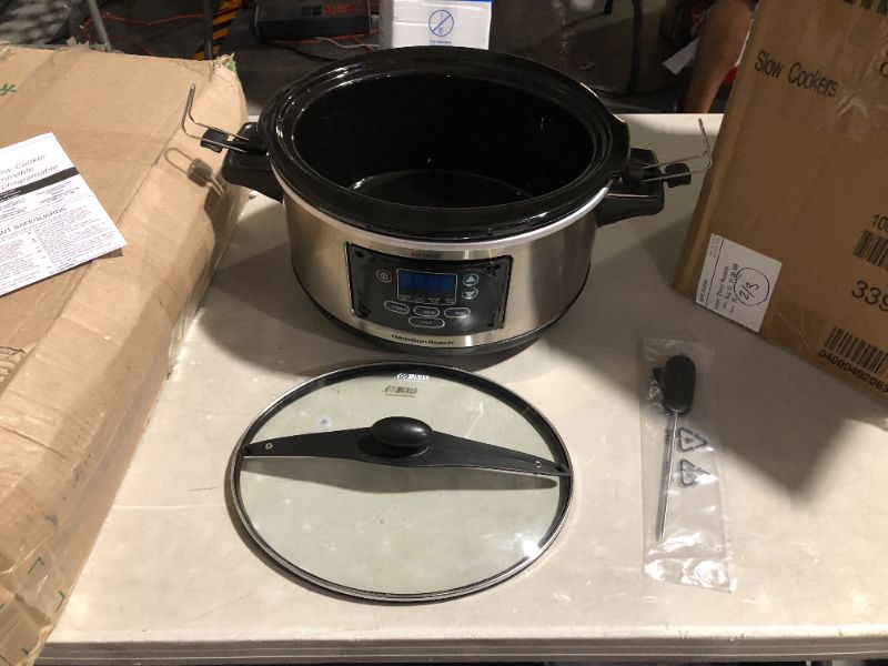 Photo 2 of ***SEE NOTES***
Hamilton Beach Portable 6-Quart Set & Forget Digital Programmable Slow Cooker With Temperature Probe, Lid Lock, Stainless Steel (33969A)