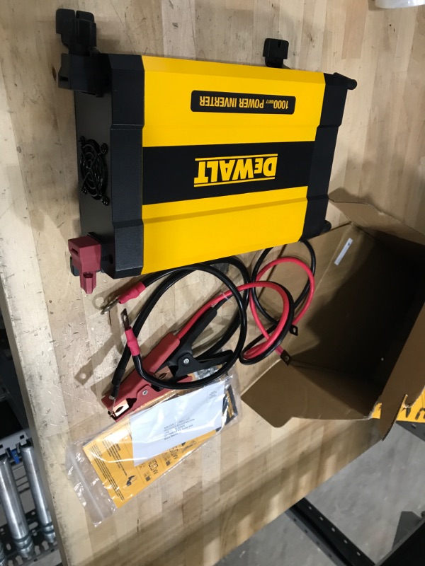 Photo 2 of DEWALT DXAEPI1000 Power Inverter 1000W Car Converter with LCD Display: Dual 120V AC Outlets, 3.1A USB Ports, Battery Clamps
