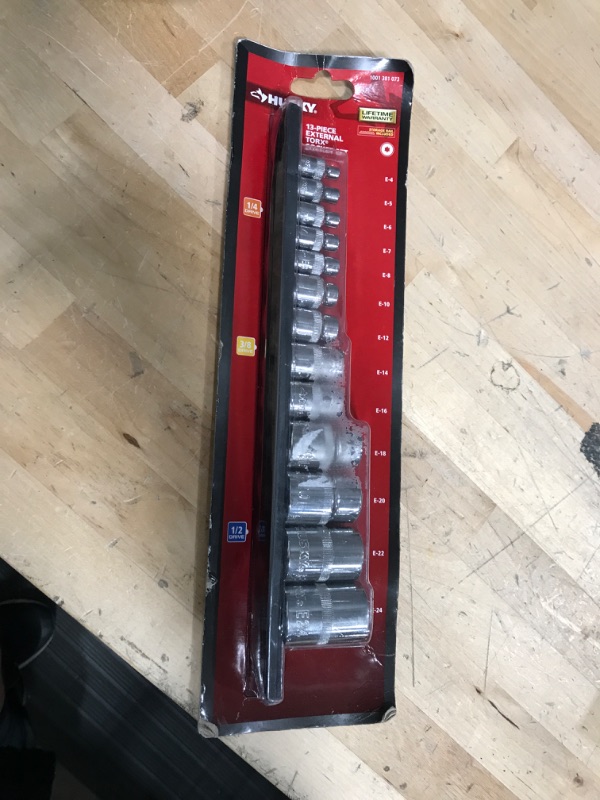 Photo 1 of 1/4 in.,3/8 in.,1/2 in. E-Torx Socket Set (13-Pieces)
