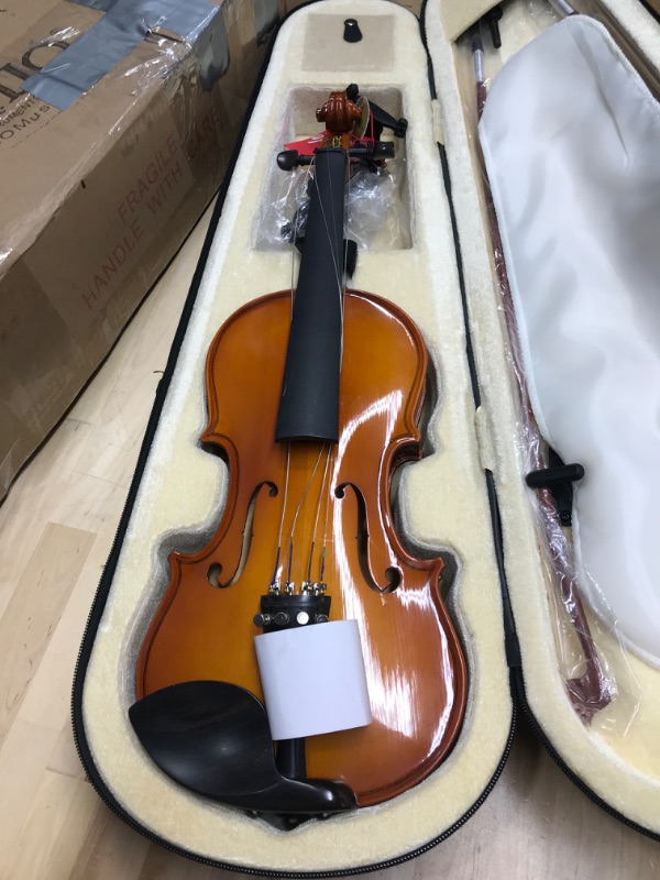 Photo 2 of **USED** Cecilio Cvn-300 Ebony Fitted Solid Wood Violin with D'Addario Prelude Strings, Size 1/2