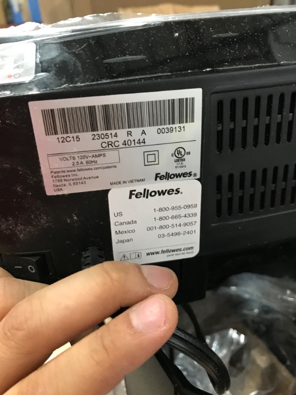 Photo 3 of **Parts only** Fellowes 12C15 12 Sheet Cross-Cut Paper Shredder for Home and Office with Safety Lock 12 Sheet Paper Shredder