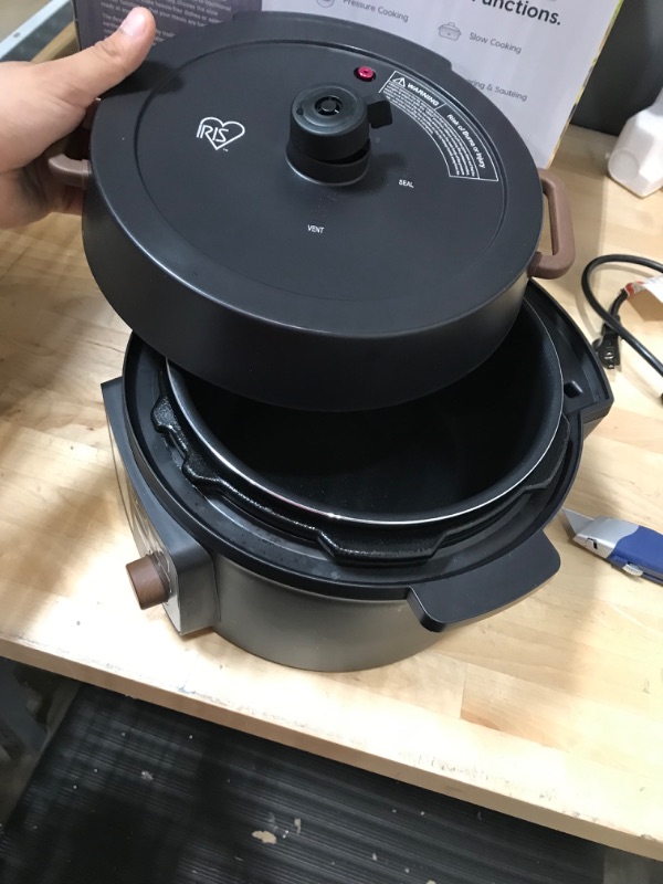 View 3 of IRIS USA 3 Qt. 8-in-1 Electric Pressure Cooker, Slow Cooker, Rice Cooker, Steamer, Sear & Sauté, Yogurt, Compact Multi-Cooker for 2-3 People with Over 110 Pre-Programmed Recipes, Vegan Friendly, Black
