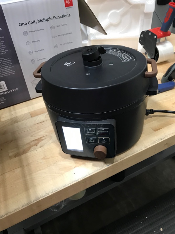 View 2 of IRIS USA 3 Qt. 8-in-1 Electric Pressure Cooker, Slow Cooker, Rice Cooker, Steamer, Sear & Sauté, Yogurt, Compact Multi-Cooker for 2-3 People with Over 110 Pre-Programmed Recipes, Vegan Friendly, Black