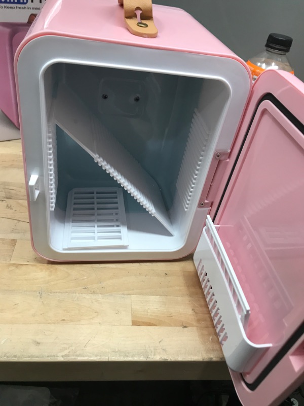 Photo 4 of Aidek Cosmetic Makeup Mini Fridge for Skin Care, 4L Portable Beauty Fridges DIY Shelves for Bedroom, Dorm, Office, Small Refrigerator, AC/DC12v Car Cooler for Desktop and Travel (Rose Pink)